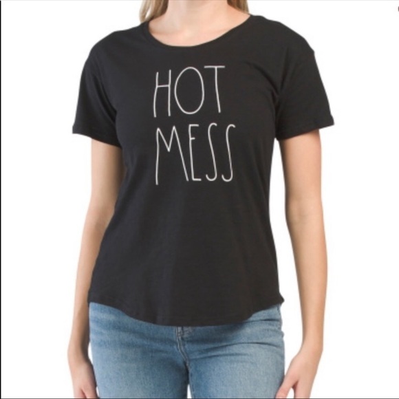 Rae Dunn Tops - Rae Dunn Hot Mess black short sleeve t-shirt Size L